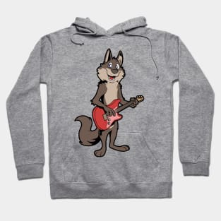 Comic Wolf plays electric guitar Hoodie